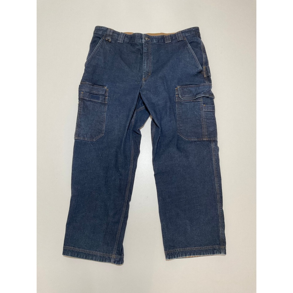 Duluth Trading Co Mens Flex Ballroom Cargo Jeans Dark Blue 44x30